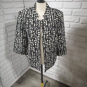 Investments Petites Ladies Size 16P Black & Ivory Pattern Fully Lined Blazer